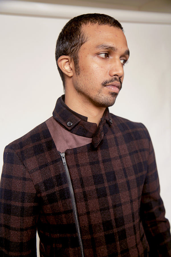 Men’s Woolen Flannel Zipper Coat