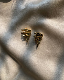 Vintage Zigzag Golden Clip On Earrings