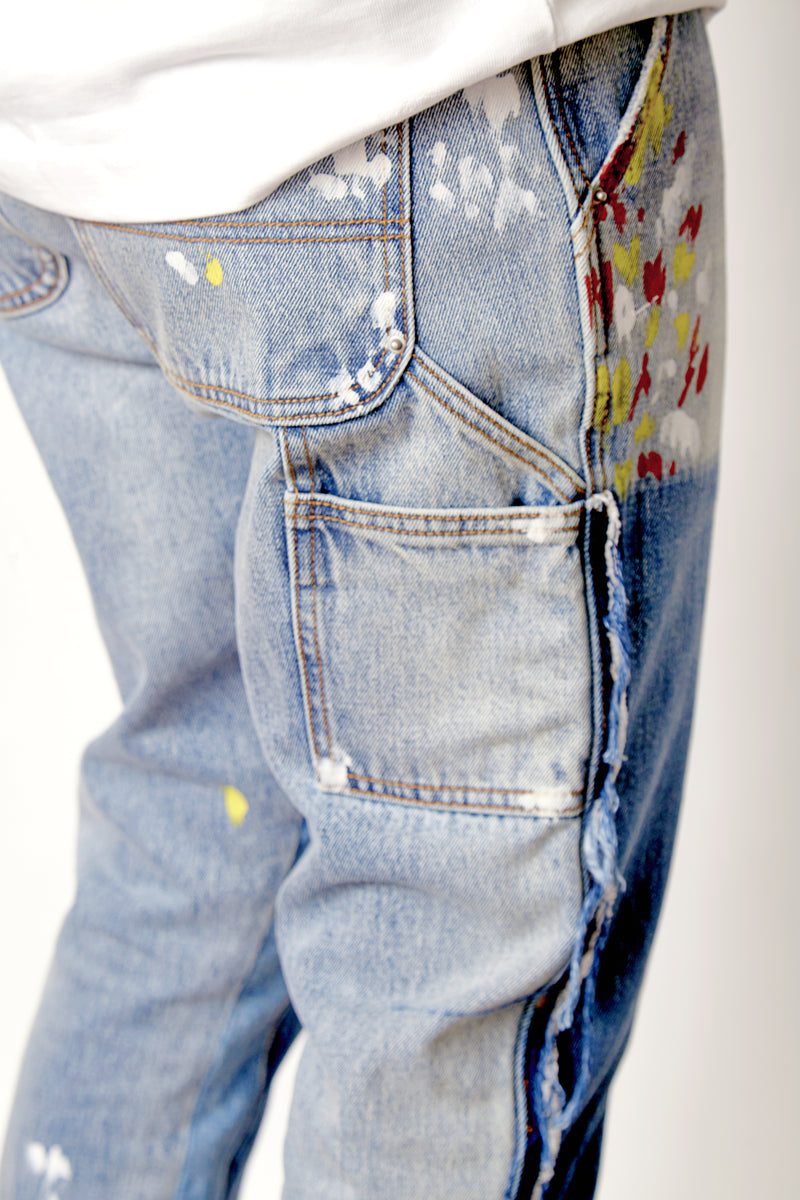 Artistic Brush Stroke Painted Denim Jeans