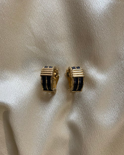 Vintage Golden And Blue Hoops Earrings