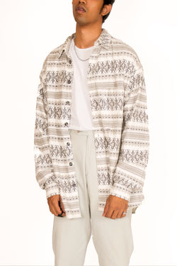 Buy Vintage '90s White Tribal Printed Shirt for man on Bodements