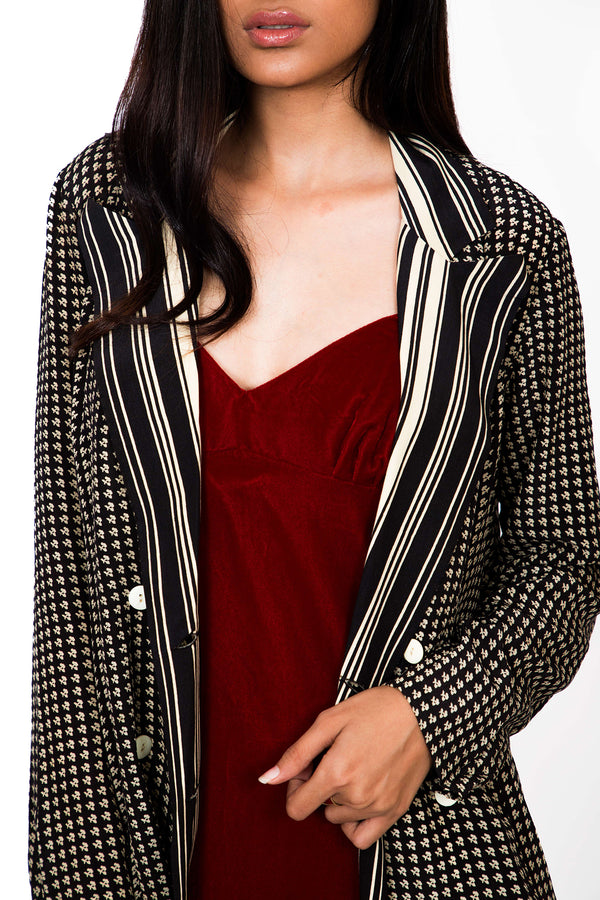 Buy Vintage Black & White Geometric Jacket for Woman on Bodements.com
