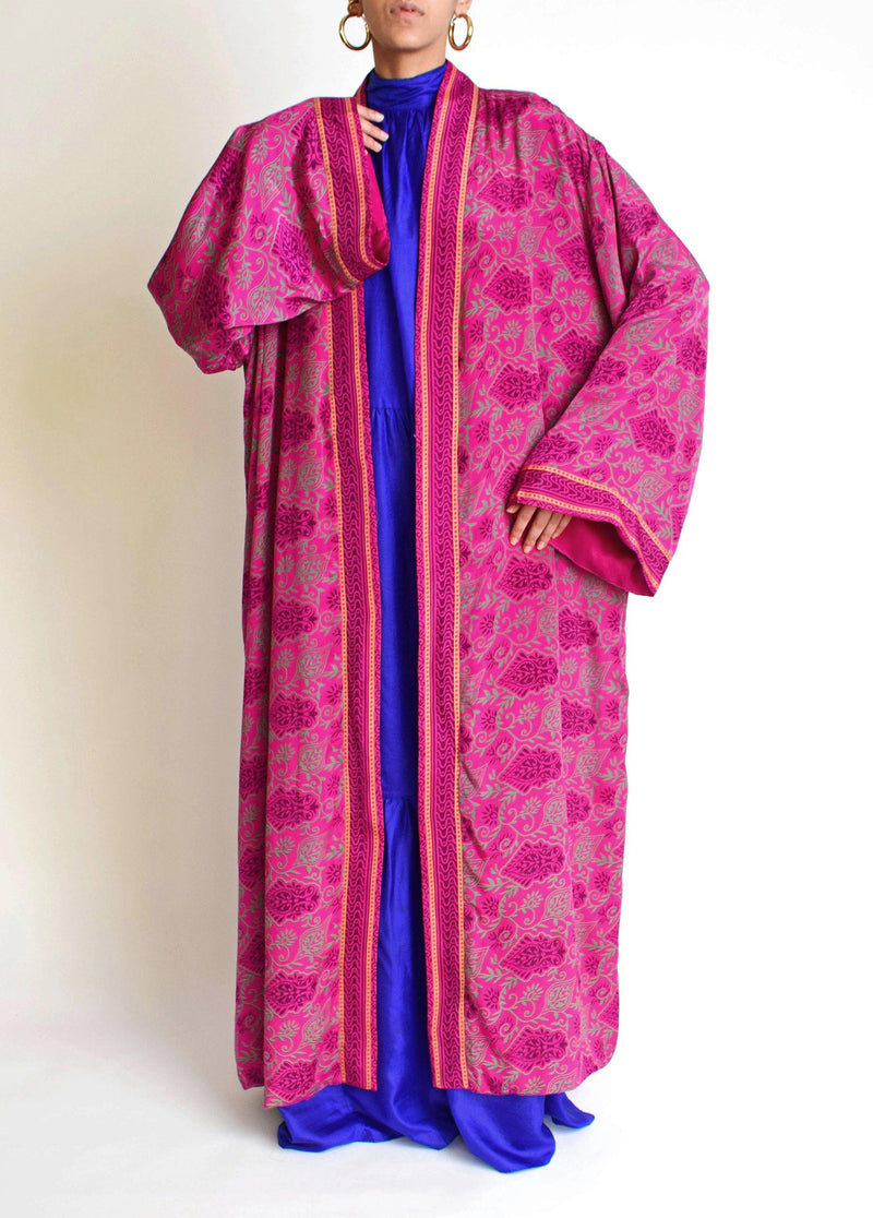 Pink Floral full-length Kimono