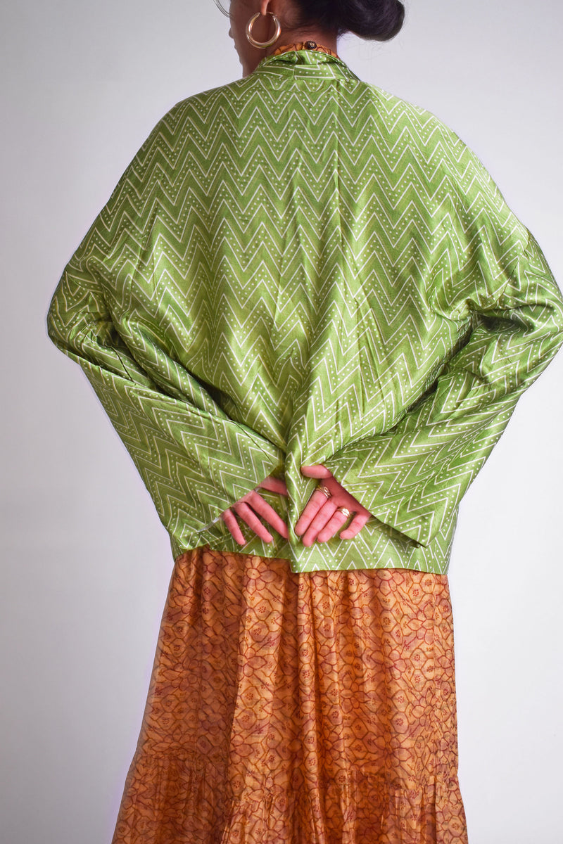 Unisex Short Aztec Green Kimono