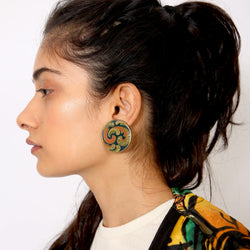 Buy Vintage 1970s Psychedelic Disc Clip-on Earrings on Bodements.com