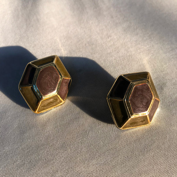Buy Vintage 1960s Hexagon Shaped Clip-On Earrings on Bodements.com