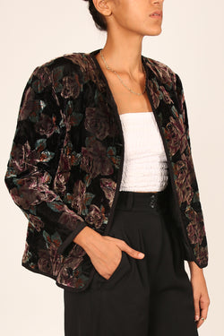 80's Quilted Floral Velvet Jacket
