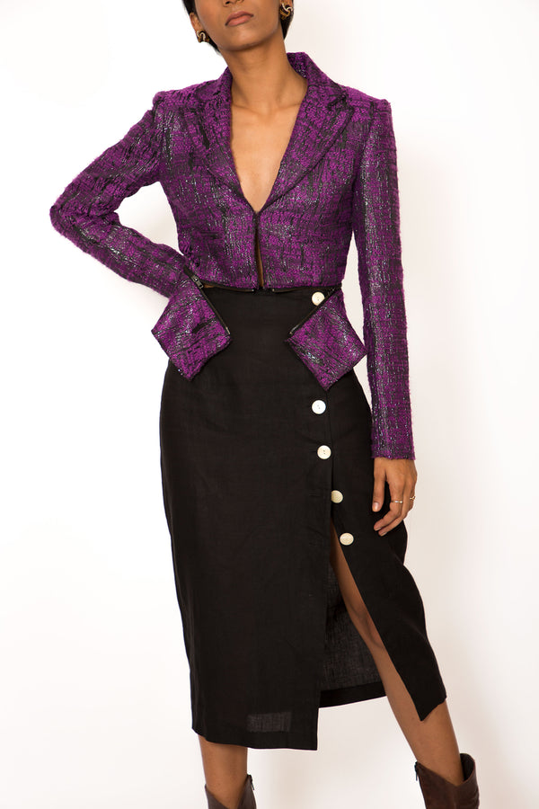 Buy Vintage Adjustable Purple Metallic Jacket for Woman on Bodements