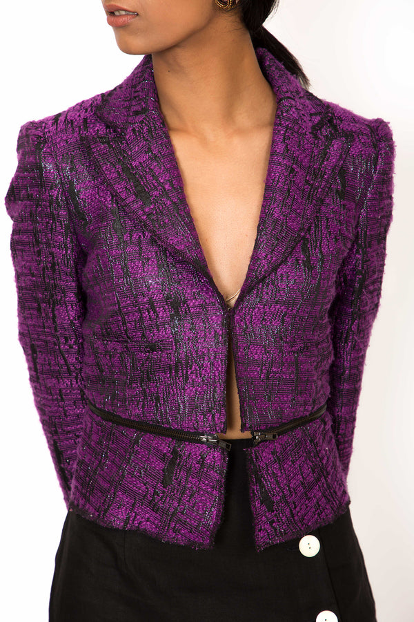 Buy Vintage Adjustable Purple Metallic Jacket for Woman on Bodements