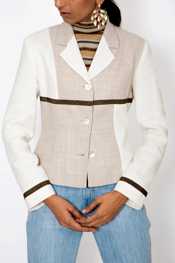 Buy White Linen Blazer Jacket Vintage for Woman on Bodements.com
