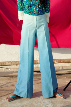 Buy Vintage '70s Ombre Blue Tapered Pants for woman on Bodements