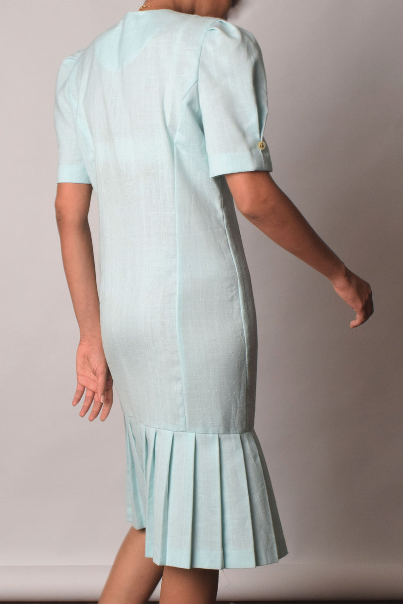 60's Linen Dress with Puff Sleeves