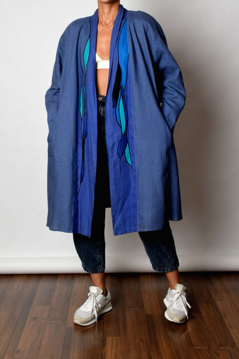 90’s Abstract Denim  Cotton Long Jacket