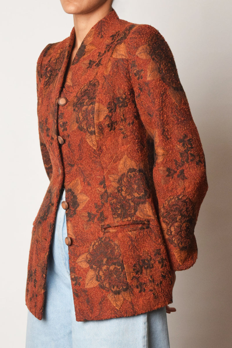 80’s Printed Rust Wool Jacket