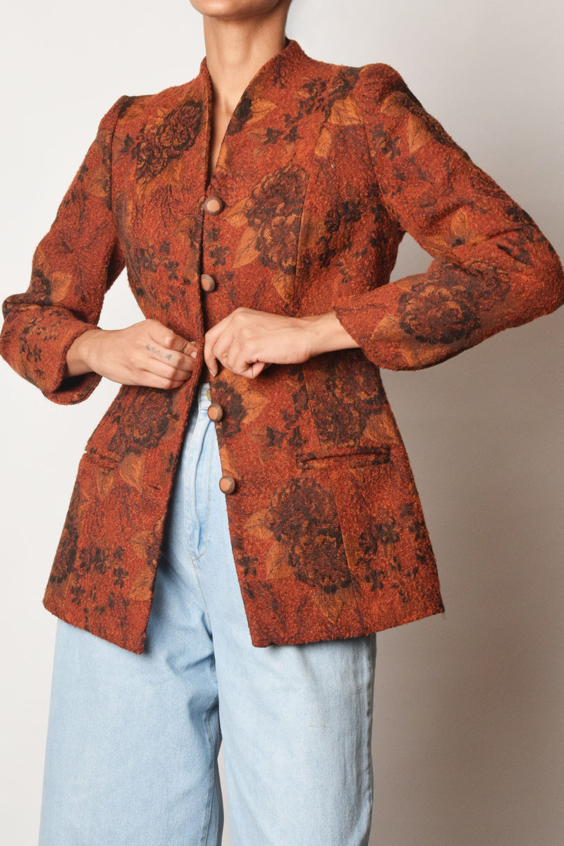 80’s Printed Rust Wool Jacket