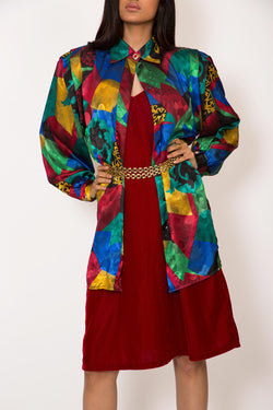 Buy Vintage Multi-Colored Satin Blouse for woman on Bodements 