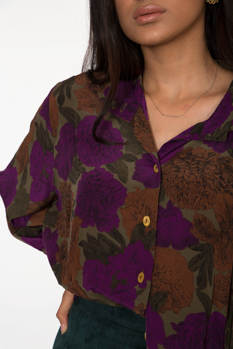 Buy Vintage Jewel Toned Floral Shirt for woman on Bodements