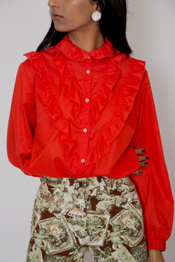 Buy Vintage Red Poet Shirt for woman on Bodements