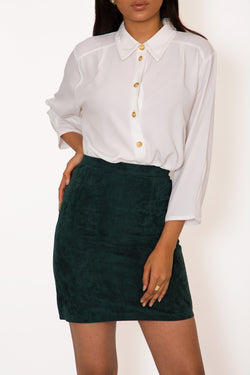 Buy '80s Velvet Green Skirt Vintage on Bodements