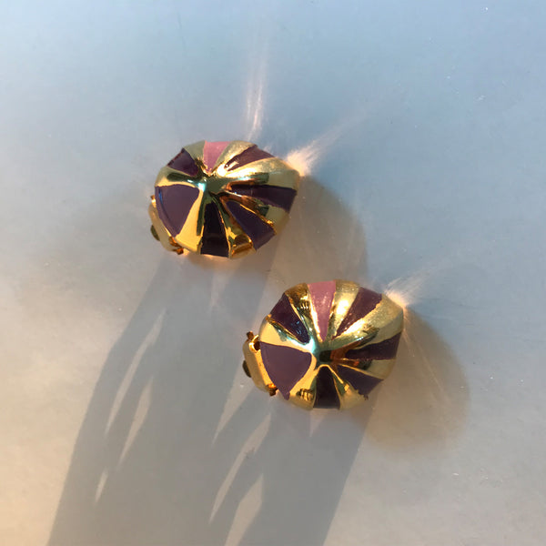 '80s Gold and Purple Clip On Earrings
