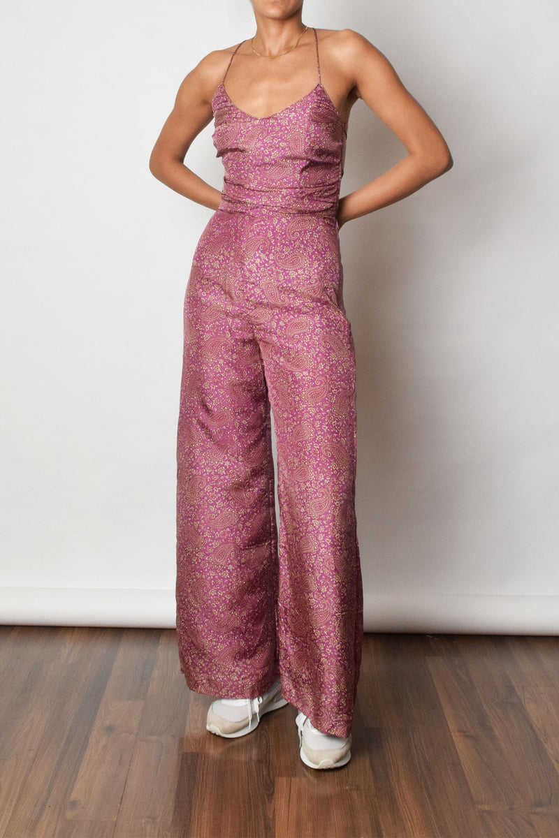 Upcycled Pink Silk Jumpsuit