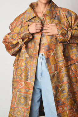 Upcycled Short Orange Trench coat
