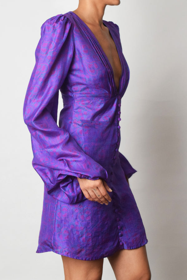 Upcycled Silk Deep Purple Short dress