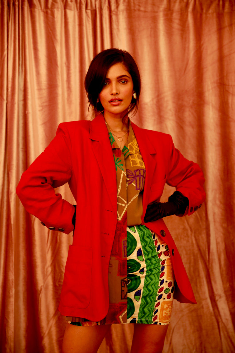 Buy Vintage Designer Yves Saint Laurent Red Linen Jacket for Woman on Bodements.com