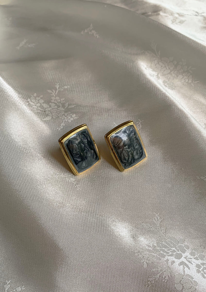 '90's Vintage Golden/Grey Marble earrings