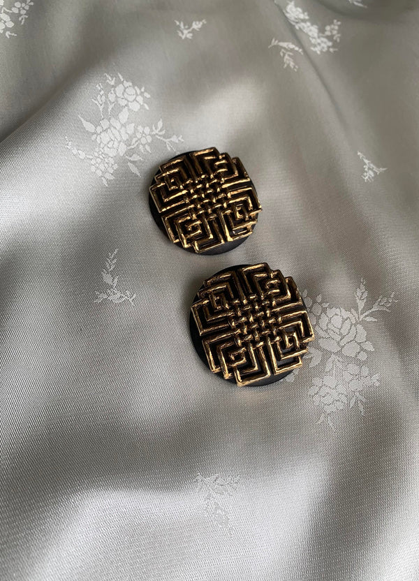 Vintage Wooden Earrings with Gold detail