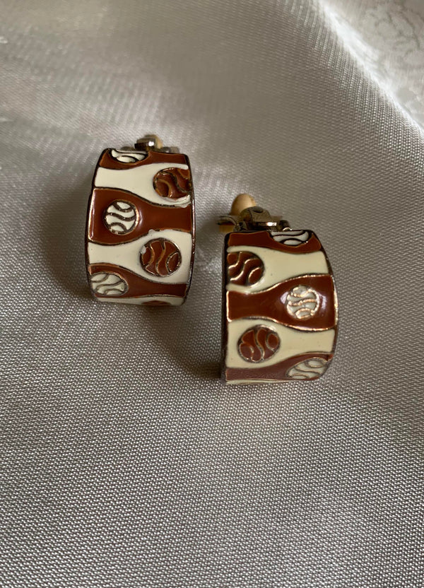 Vintage White and brown earrings