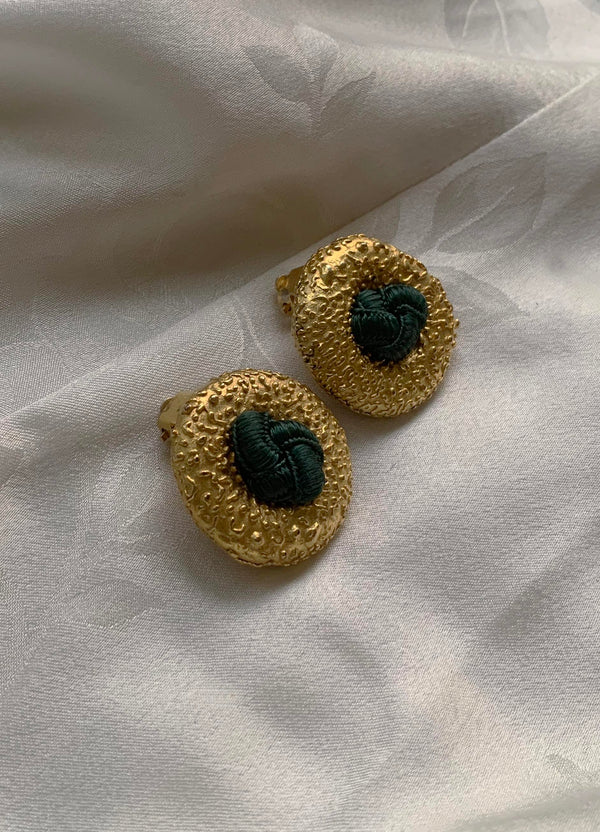 50's Vintage Gold and Cloth earrings