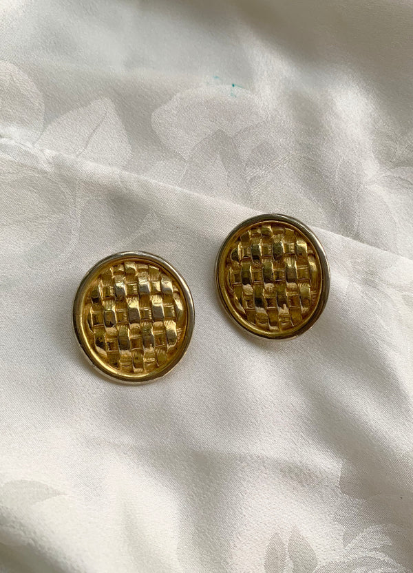 '00's Vintage Gold Pie Crust Earrings