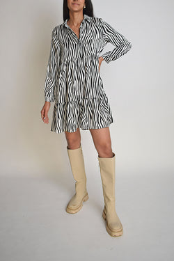 00's Zebra Printed Layered Short Dress
